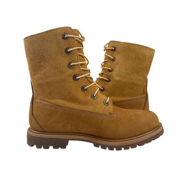 Timberland Roll Top Boots Womens 7 Wheat Nubuck Warm Lined Teddy Fleece WP - Picture 6 of 12